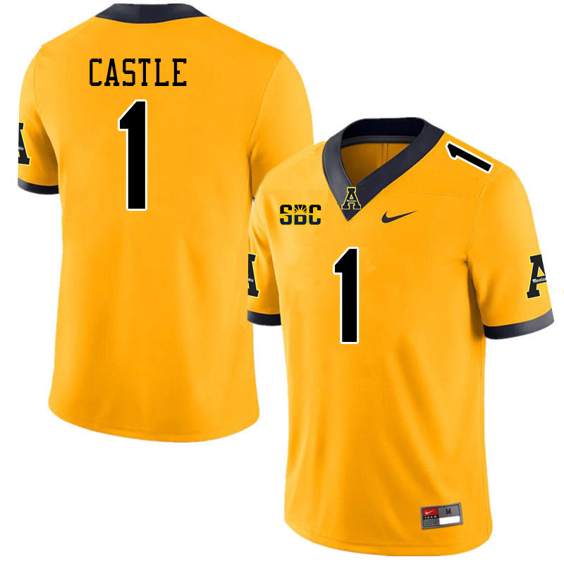 Men #1 Anderson Castle Appalachian State Mountaineers College Football Jerseys Stitched Sale-Gold